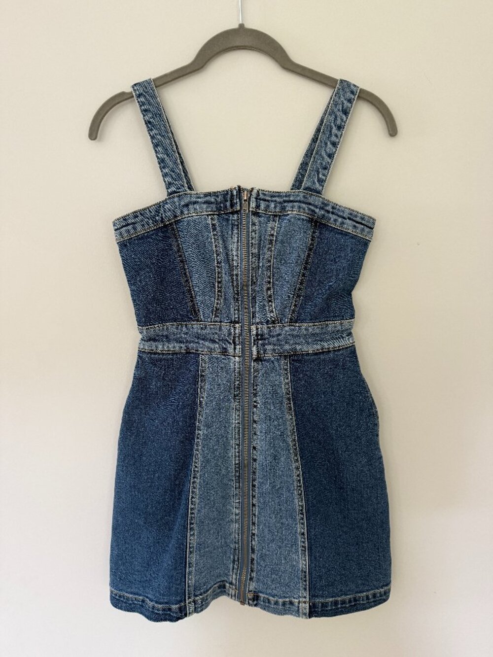 Wild Fable two-tone denim mini dress full-zip XXS (NWOT)